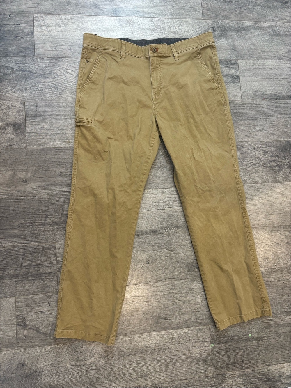 Weatherproof Men's Beige Regular Fit Straight Canvas Casual Pants Pockets 38
